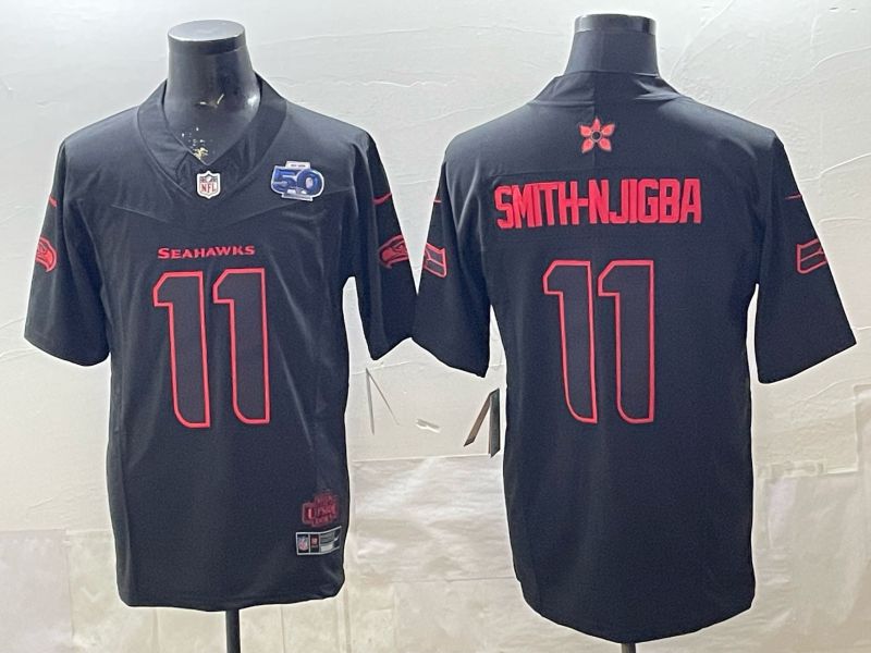 Men 2026 Seattle Seahawks #11 Smith-Hjigba Black 4th generations Nike Limited NFL Jersey style 005